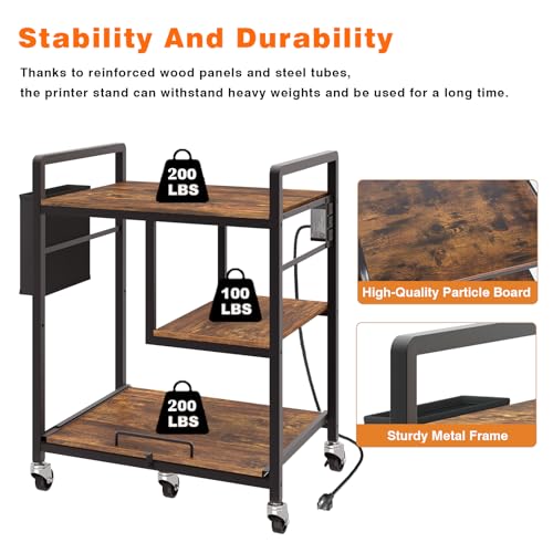 Image of Sedegn Printer Stand with Storage: 24 x 18 Inch Top for Large Printers