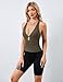 Navonta Womens Sexy Plunge Deep V Neck Racerback Tank Tops Summer Slim Fit Low Cut Camisole Sleeveless Ribbed Cami Shirts Top Army Green