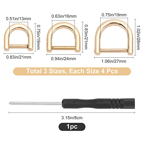 Image of GORGECRAFT 1 Box 3 Sizes 12PCS Black D-Rings Horseshoe Shape D Ring U Shape Screw