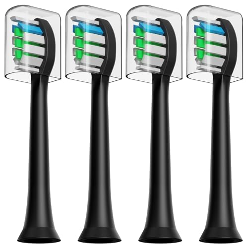 HUACO CARE Têtes de brosse à dents de rechange, 4 têtes de brosse à dents compatibles avec H6 Plus, poils Dupont, noir