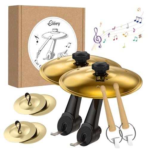 2-Pack Car Cymbal Air Vent,Mini Drum Crash Cymbal Set With Mini Drum Sticks & 4 Thumb Cymbals,Compact and Durable Car Ac