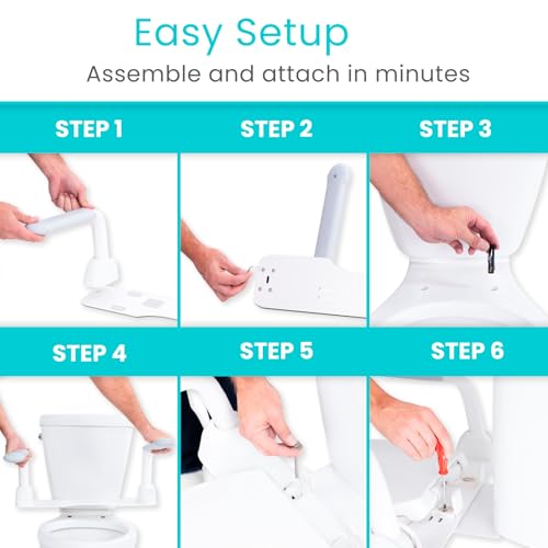 Vive Toilet Safety Rail with Flip-Up Handles - 450 lb Capacity Senior Safety Frame for Elderly & Disabled - Handicap Grab Bar Riser Stand Assist with Arms for Bathroom Assistance & Raised Toilets - Image 7