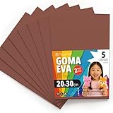 OFITURIA Moosgummi für Bastelarbeiten und Schulprojekte, Farbiges Schaumstoff ideal für DIY, Dekoration, Scrapbooking und kreative Projekte 20x30cm (Braun, 5 Stk)