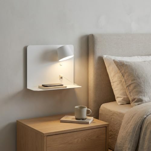 Alpinaluz Applique Murale LED Orientable 6W avec CCT 3000K/4000K/6000K, Ports USB et USB-C, Structure en Acier Laqué et Spot en Aluminium, Éclairage Intérieur IP20 (Blanc – Droite) – vue 2