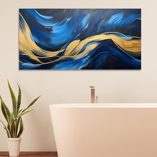 Peinture sur toile bleue et dorée de qualité supérieure YIUEYI