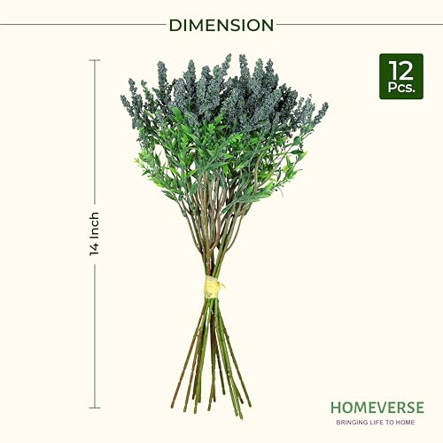 Image of Homeverse Fresh Lavender 12Pcs Lavender Fake Plant 14Inch Height Bouquet, Green Stems Bundled for Decorative Items for Diwali, Home, Room, Office, Bedroom, Anniversary, Deepawali (Green)
