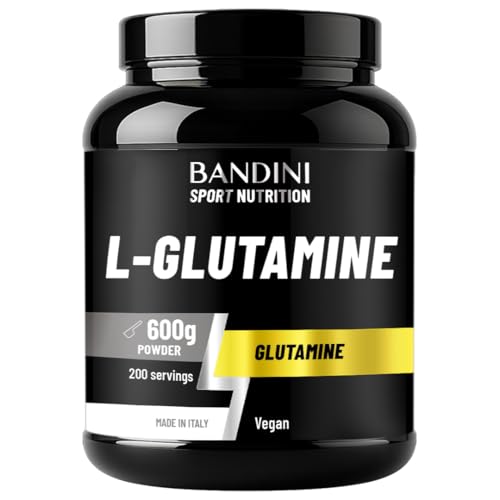 Bandini® Pure L-Glutamine 600g Powder - Essential Amino Acid for Intensive Training & Gym - High Strength & Flavourless Vegan Glutammine from Natural Corn Fermentation - Glutamine 100% Vegan