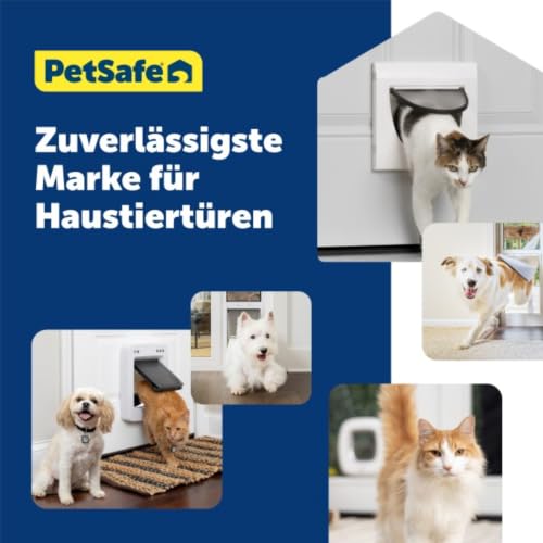 PetSafe Katzenklappe mit 4 Verriegelungsmöglichkeiten, Weiß, mit Tunnel
