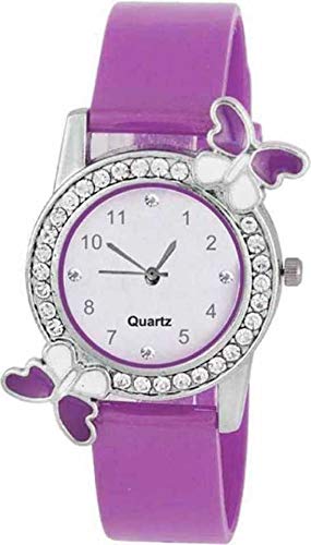 pass pass Diamond Studded Butterfly Watch for Women & Girls. (Purple) (B08VGSX82P) Amazon Price History, Amazon Price Tracker