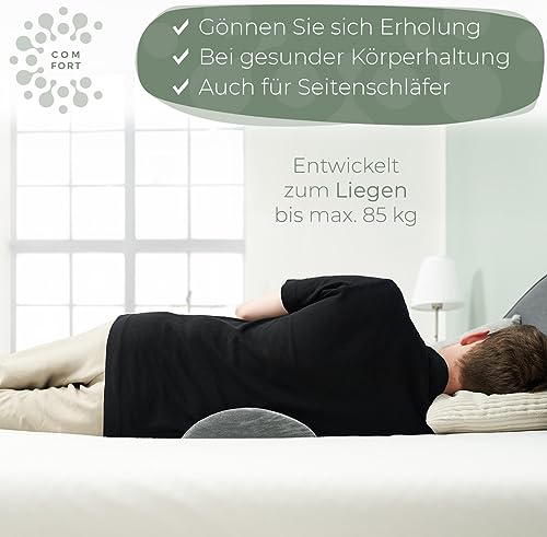 WELL B4 Ergonomisches Lendenwirbelkissen für Bett & Sofa - Lendenkissen zur Rückenstütze im Liegen - Lordosekissen für die Lendenwirbelsäule - Rücken Lendenstützkissen, Lumbar Support Pillow - GRAU