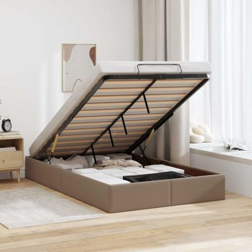 WITREE Cama tapizada 120x190 cm Cama Canape 120x190 cm Cama con canapé abatible hidráulico Cama Juvenil-cappucino-120 x 190 cm