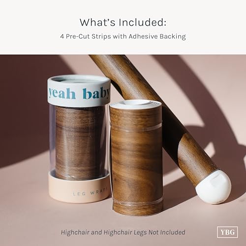 Image of Yeah Baby Goods Highchair Leg Wraps (Walnut) - Compatible with The IKEA Antilop Highchair - Stylish IKEA High Chair Accessories w /Easy Self-Adhesive
