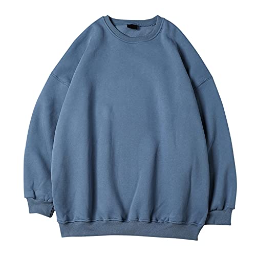 WUAI-Men Crewneck Sweatshirt Plus Size Soft Cozy Hipster Workout Loose Oversized Pullover Sweaters Thermal Jumper Tops3