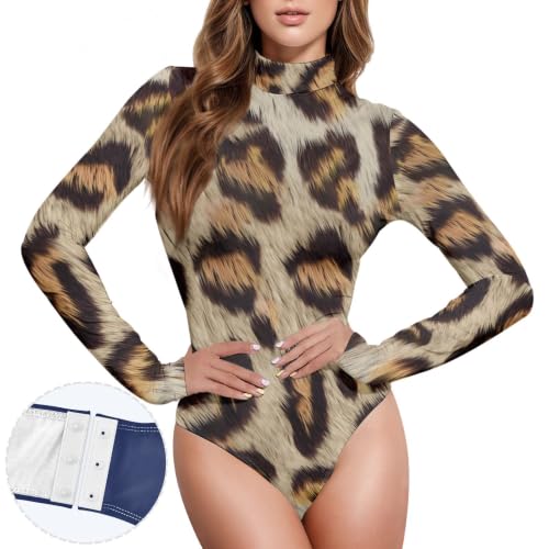 Body de leopardo GuoChe sin costuras que no se marca ni aprieta con mangas largas 2