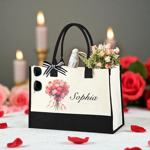 Personalized Initial Canvas Beach Tote, Monogrammed floral bag for Women, Beach Bag, Makeup Pouch, Tote Bag3