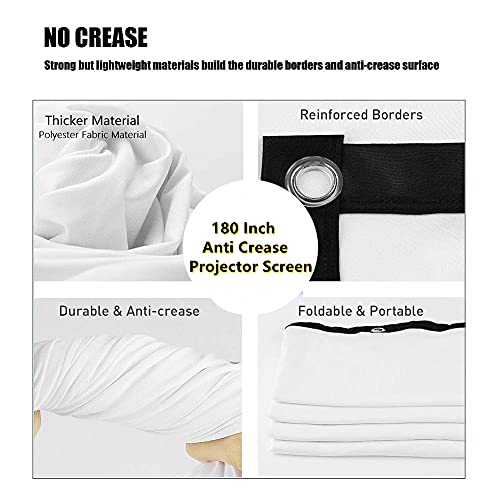 180 Inch Portable Projector Screen, Yf2009Sz 16:9 Hd Foldable Anti Crease Indoor Outdoor Movie Projection Screen With Hooks And Ropes #TOP4