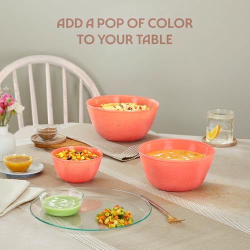 Image of Borosil 2.8 L Kube Pink Serving & Mixing Bowl | Made in India Borosilicate Glass Bowl for Kitchen & Dinning | Bowl for Mixing Dough, Salad, Batter | Microwave & Dishwasher Safe