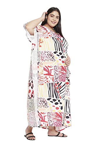 Image of Oussum Women Polyester Casual Long Plus Size Beach Caftan Cover Up Maxi Dress 1X-3X Summer Kaftan Dresses for Women