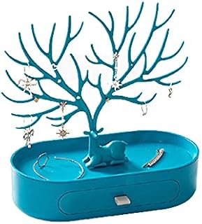 YIJOY Jewelry Box Jewellery Display Necklace Holder Women'S Rack Multi-Function Tray Deer Antler Tree Stand Girls Makeup Storage Suitable For Earrings Bracelets , Monolayer White 9.64*4.96*8.66in