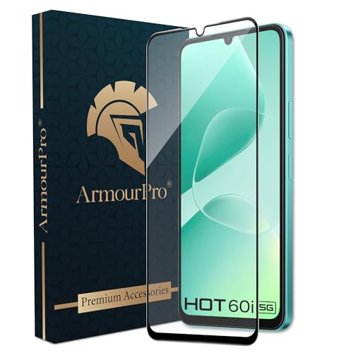 Image of ArmourPro Military Grade Gorilla Tempered Glass Screen Protector Compatible For Infinix Hot 60i (6.7 Inch) With Easy Installation Kit| Edge To Edge Coverage |Black