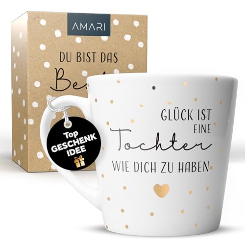 Amari Tasse für die beste Tochter Dankeschön Geschenk Kaffeebecher Teetasse mit Botschaft Geschenkidee für die Tochter