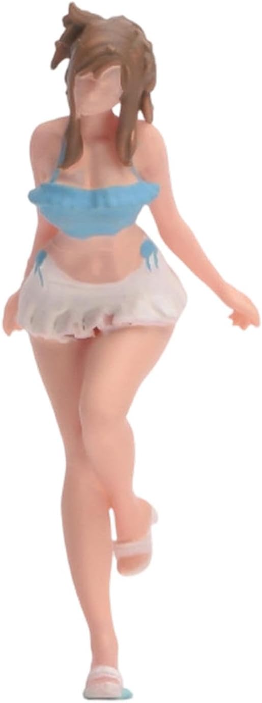 ミニチュア人形フィギュア 1/64スケール 樹脂製少女モデル アニメフィギュア コレクション用マイクロシーン装飾 モデルレイアウト フェアリーガーデン サンドボックスに最適, 水着