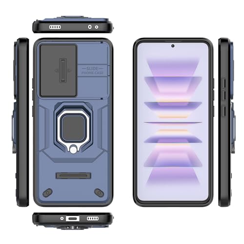 Image of CamShield Pro Case with Slide Camera Protection and 360 Protection Ring Stand Bumper Back Case Cover for Mi Redmi K60 5G (Blue)