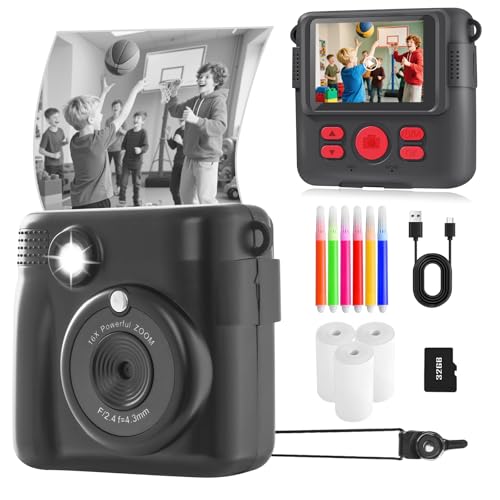 Kids Camera Instant Print, Instant Print Camera 1080P HD Photo & Video Recording, with 32G SD Card & 3 Rolls Photo Paper, Birthday Presents Gifts for 3 4 5 6 7 8 9 Year Old Boys