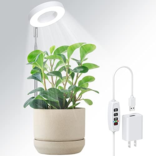 Anmcha 2 Pack LED Full Spectrum Light for Indoor Plants Growing，Height Adjustable Growing Lamp with Auto On/Off Timer 4/8/12H, 4 Dimmable Brightness for Bonsai Succulents Mini Small Plants
