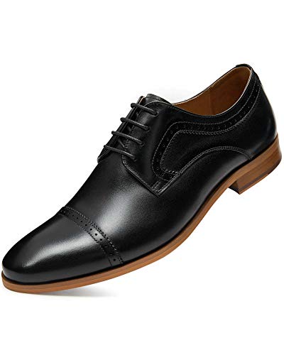 Men’s Dress Shoes with Genuine Leather in Cap-Toe Classic Oxford Formal Style Shoes for Men