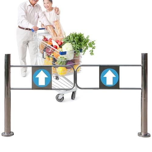 Puerta de seguridad de metal resistente, cierre automático, doble portal oscilante para supermercados y almacenes, puerta de valla de barrera unidireccional, 100 x 97 cm