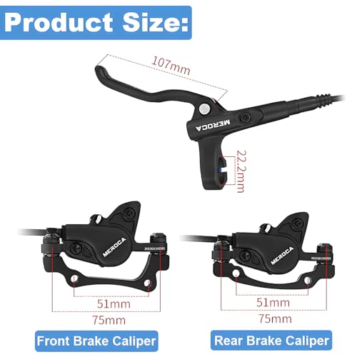 ENGWE MTB Ensemble de freins à disque hydrauliques en alliage d'aluminium pour VTT, vélo de route, leviers de frein de vélo (Avant droit + arrière gauche, Avant 800 mm+Arrière 1400 mm) – vue 5