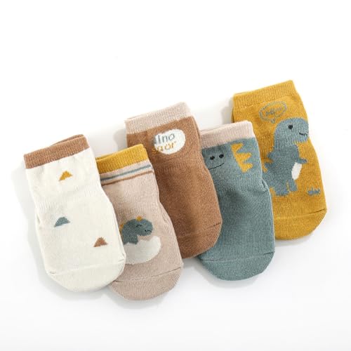 5 Pairs Toddler Grip Socks Cotton Non Slip Baby Socks Cute Cartoon Toddler Girls Boys Crew Socks3