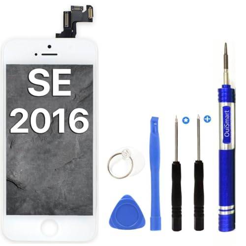 OuiSmart® ECRAN LCD pour IPHONE SE 2016 Blanc Retina + VITRE Tactile Complet sur Chassis + Outils