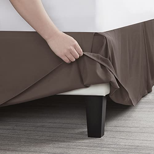 Image of Nestl Dark Brown Full XL Bed Skirt - Full XL Size Bed Skirt 14 Inch Drop - Brushed Microfiber Bed Skirts - Hotel Quality Pleated Bed Skirt - Shrinkage & Fade Resistant