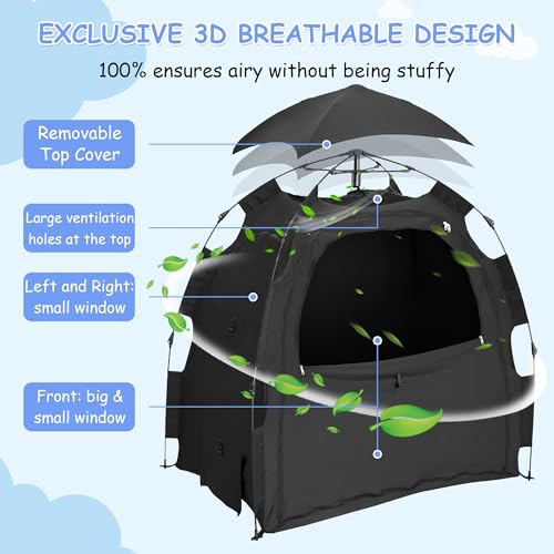 Image of YABORAS Sleep Tent for Pack N Play, Baby Sleep Tent One-Click Assembly Effective Light Blocking Tent for Sleep Pod & Mini Crib, Light Blocking Tent for Babies and Toddlers