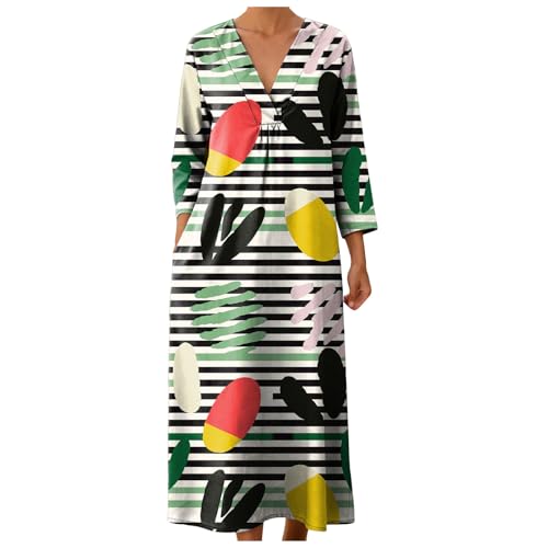 Robe d'été longue imprimée rétro pour femme avec coupe trapèze fluide