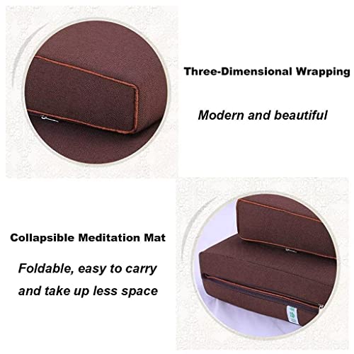 Portable Zabuton Meditation Cushion Set With Beautiful Bag, Large Rectangular Zen Pad And Foldable Square Floor Pillows For Adults, Yoga Mats, Washable Cover (23.6X23.6X1.9In, Brown) #TOP6