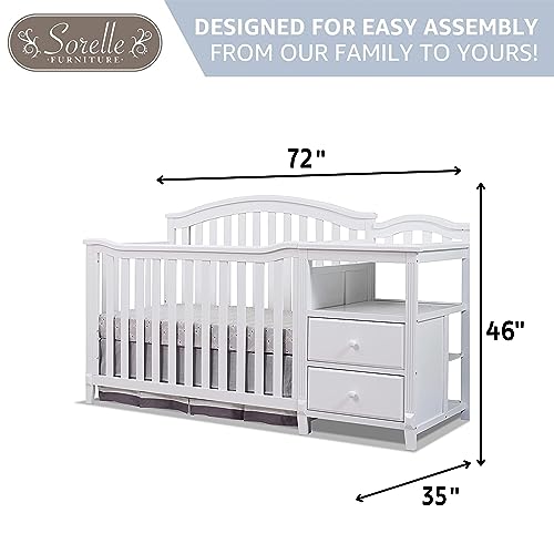 Image of Sorelle Furniture Berkley Crib and Changer with Slat Panel Back Classic -in- Convertible Diaper Changing Table Non-Toxic Finish Wooden Baby Bed Toddler Childs Daybed Full-Size Nursery - White