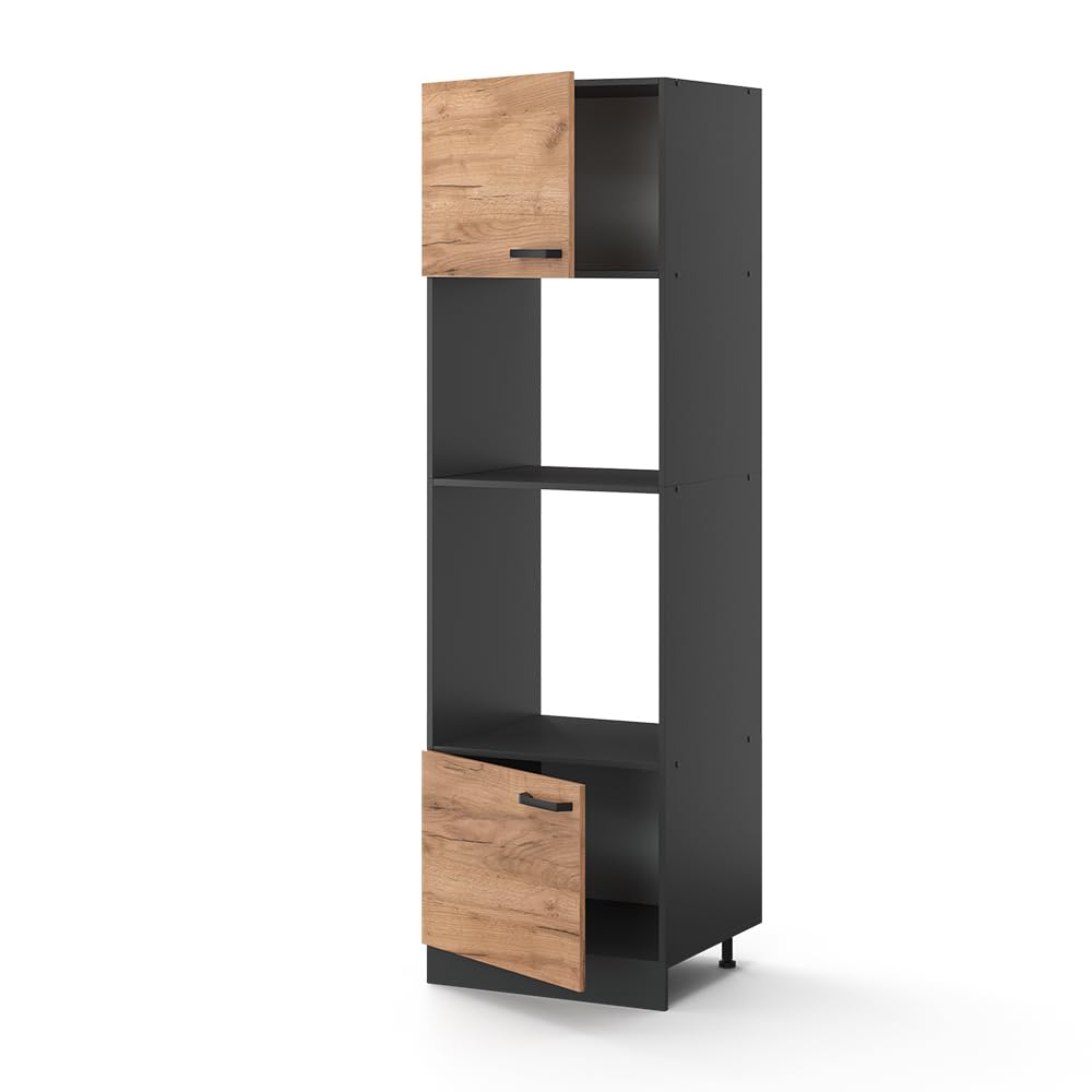 Vicco Armoire Micro-Ondes R-Line, Chêne de Force doré, 60cm, pour Une Combinaison Libre au Sein de systèmes de Cuisine modulaires
