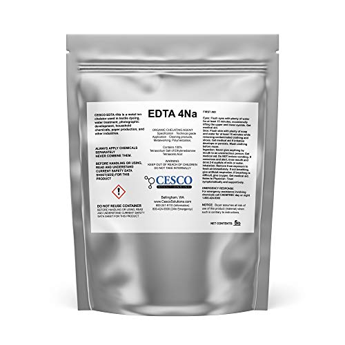Cesco Solutions TETRASODIUM EDTA - Water Softener - Tetra Sodium EDTA Powder - EDTA Chelating Agent - Sequesters Metal Ions - Reduces Limescale - Resealable Easy Pour Package(5 lbs)