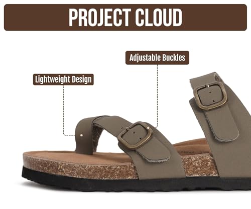 Image of Project Cloud 100% Genuine Leather Womens Sandals -Lightweight Womens Slides Memory Foam Insole & Cork Footbed Sandals Women - Non-Slip Beach Essentials Summer Sandals for Women 2026 (Lian)