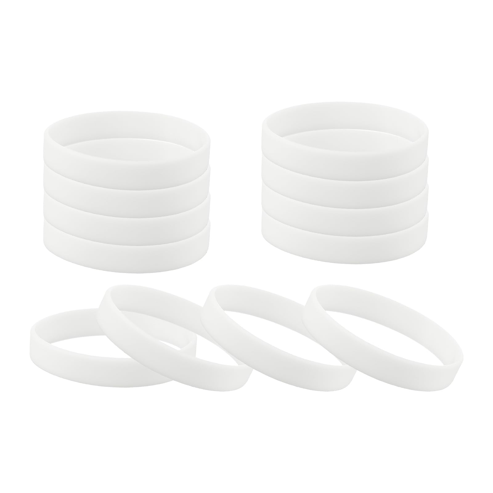 sourcing map 12 Pcs Rubber Bracelets, Unisex Silicone Bracelet Colored Elastic Sports Wristbands for Adults Teen Sports Team Games Parties Fashion Decorations, Luminous White