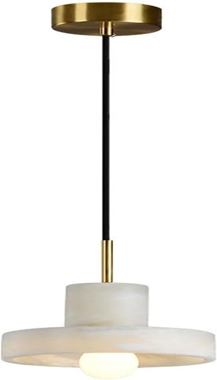 ITOSUI Modern Vintage Alabaster Pendant Light - White Marble Chandelier for Kitchen Island, Dining Room, Bedroom, Brass Ceiling Fixture