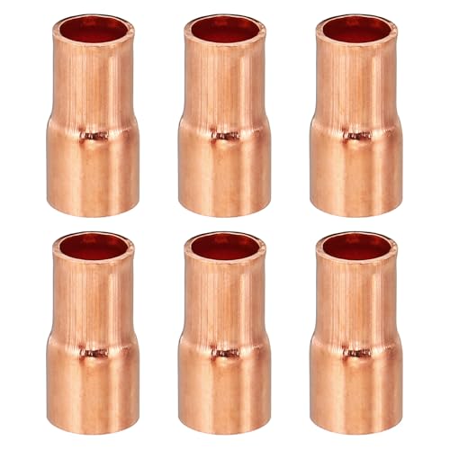 PATIKIL 5/16 a 1/4 ID Manicotto in Rame, 6pz 99,9% Accoppiamento Riduttore in Rame Puro Raccordi a Pressione Tubi Connettore Adattatore con Connessione a Saldare a Caldo