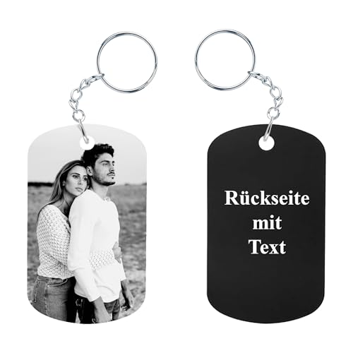 Personalisierter Schlüsselanhänger mit Foto & Gravur – Hochwertiger Dog Tag – Individuelles Geschenk für Männer, Frauen, Papa – Fotogravur für Valentinstag, Geburtstag – Geschenk Freund, Freundin