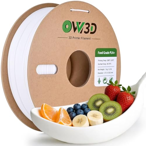 OVV3D PLA Food Safe Filament 1.75mm 1kg for 3D Printing PLA+ White Food Grade 3D Printer Filament Safety Food-Grade Contact More Strength and Toughness Fit to Most FDM 3D Printers