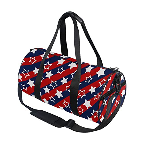 susiyo Star Flag Colors Usa Blue Red White Small Duffle Bag for Women and Men, Canvas Gym Bag Shoulder & Crossbody Weekender Overnight Bag for Travel Sports3
