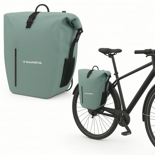 GADISTA Sacoche Vélo Porte-Bagage 2-en-1 en TPU Étanche 25L - Sacoche Bandoulière Imperméable PC 17" - Vert Sauge