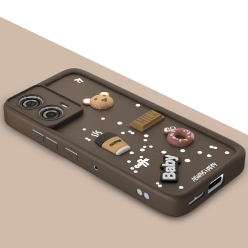 Image of Bintage Cute Fun Ball | Taddy Cartoon 3D Smiley Coffee Cup | Milk Donut | Full Camera Protection Back Cover Compatible for Moto Edge 50 Fusion - Brown